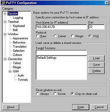 Putty Configuration